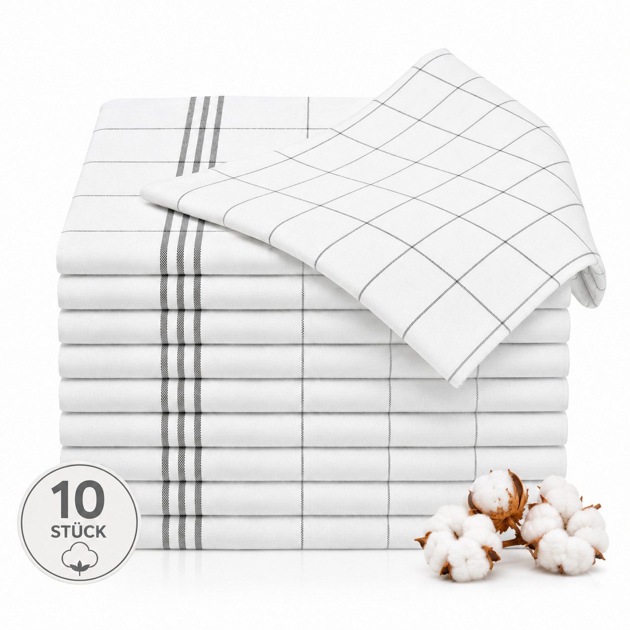 BARBONS Geschirrtuch Allzweck Tücher, Geschirrtücher, Trockentuch, Küchentuch, (10 er, 10-tlg), Premium Qualität, 100% Baumwolle, Schwarz