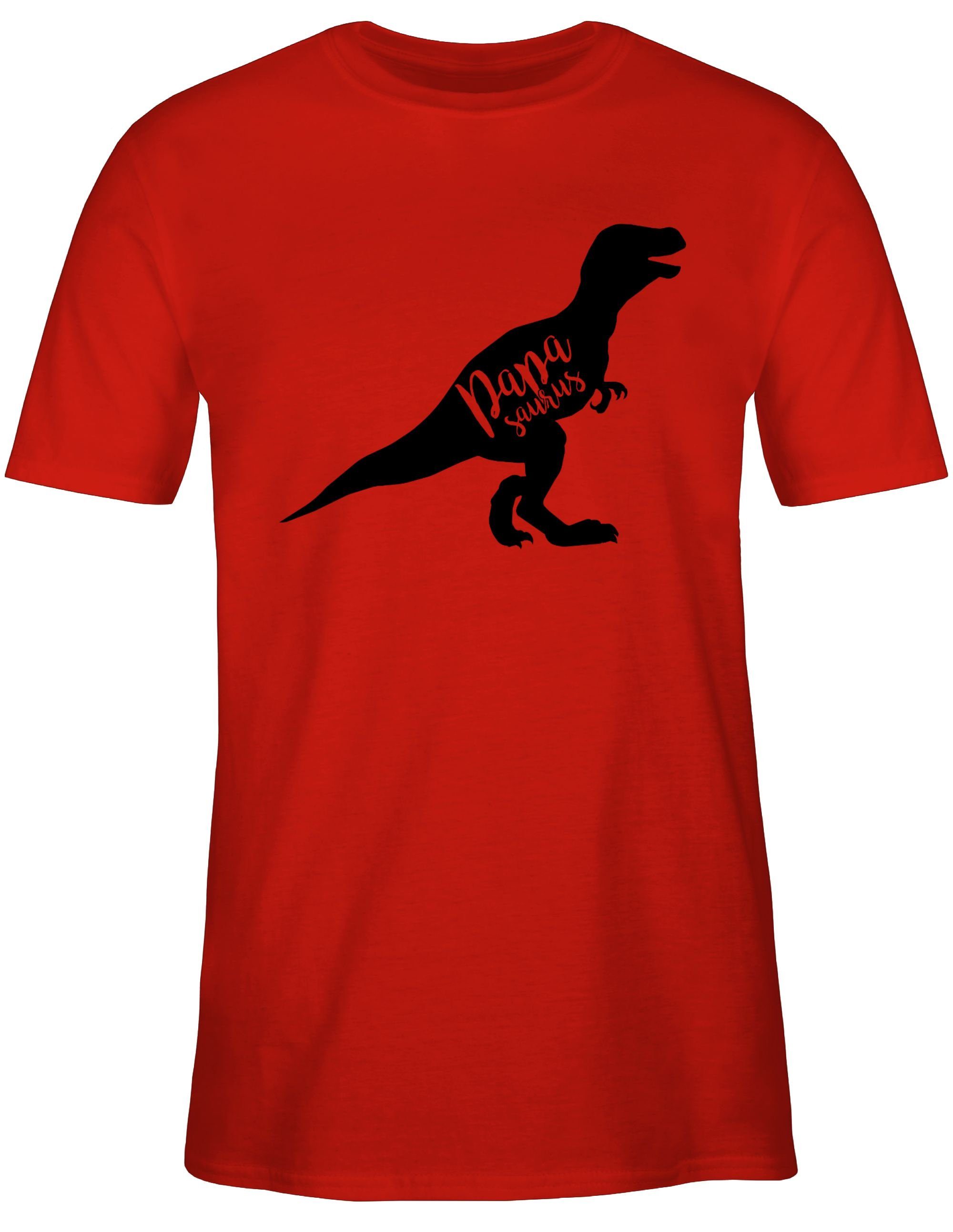 3 Geschenk für Papa Papasaurus Shirtracer Vatertag T-Shirt Rot