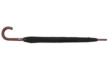 EuroSCHIRM® Stockregenschirm W1U3, schwarz, Stockregenschirm für Herren, Stock und Griff aus Holz