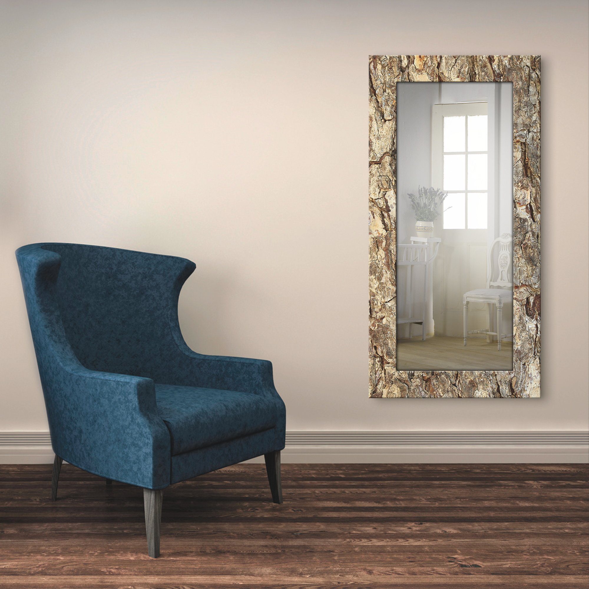 Artland Декоративное зеркало Baumrinde, gerahmter Ganzkörperspiegel, Wandspiegel, mit Motivrahmen, Landhaus