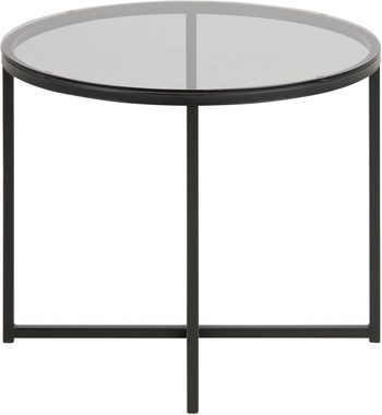 andas Couchtisch »Conrad«, mit einer Tischplatte aus schönem Rauchglas, pulverbeschichtetes Metallgestell, Breite 55 cm