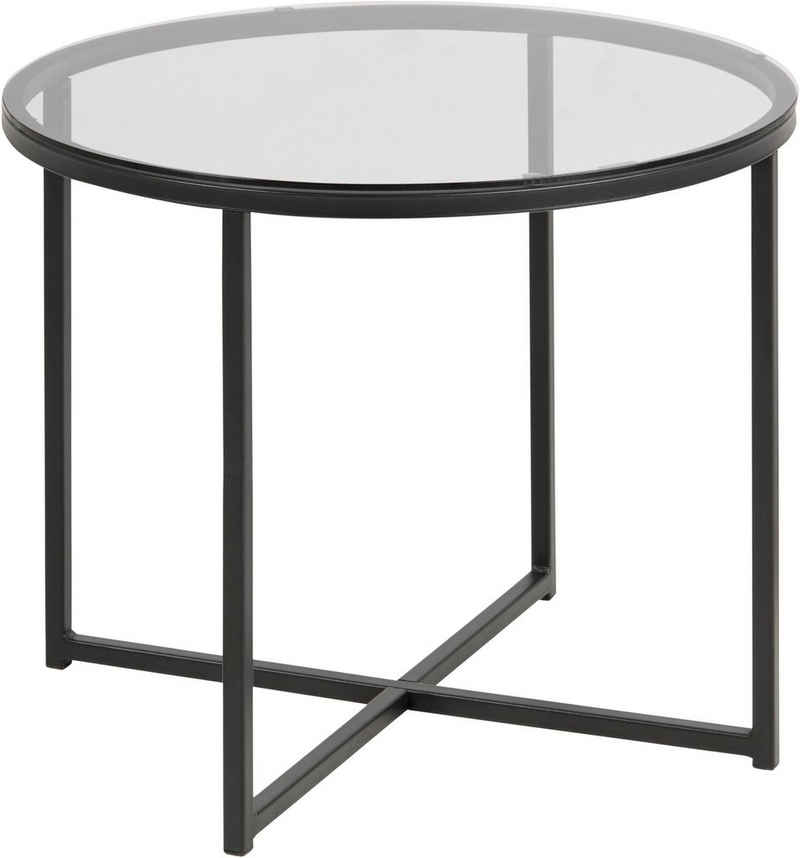 andas Couchtisch »Conrad«, Tischplatte aus Rauchglas, Metallgestell, Breite 55 cm