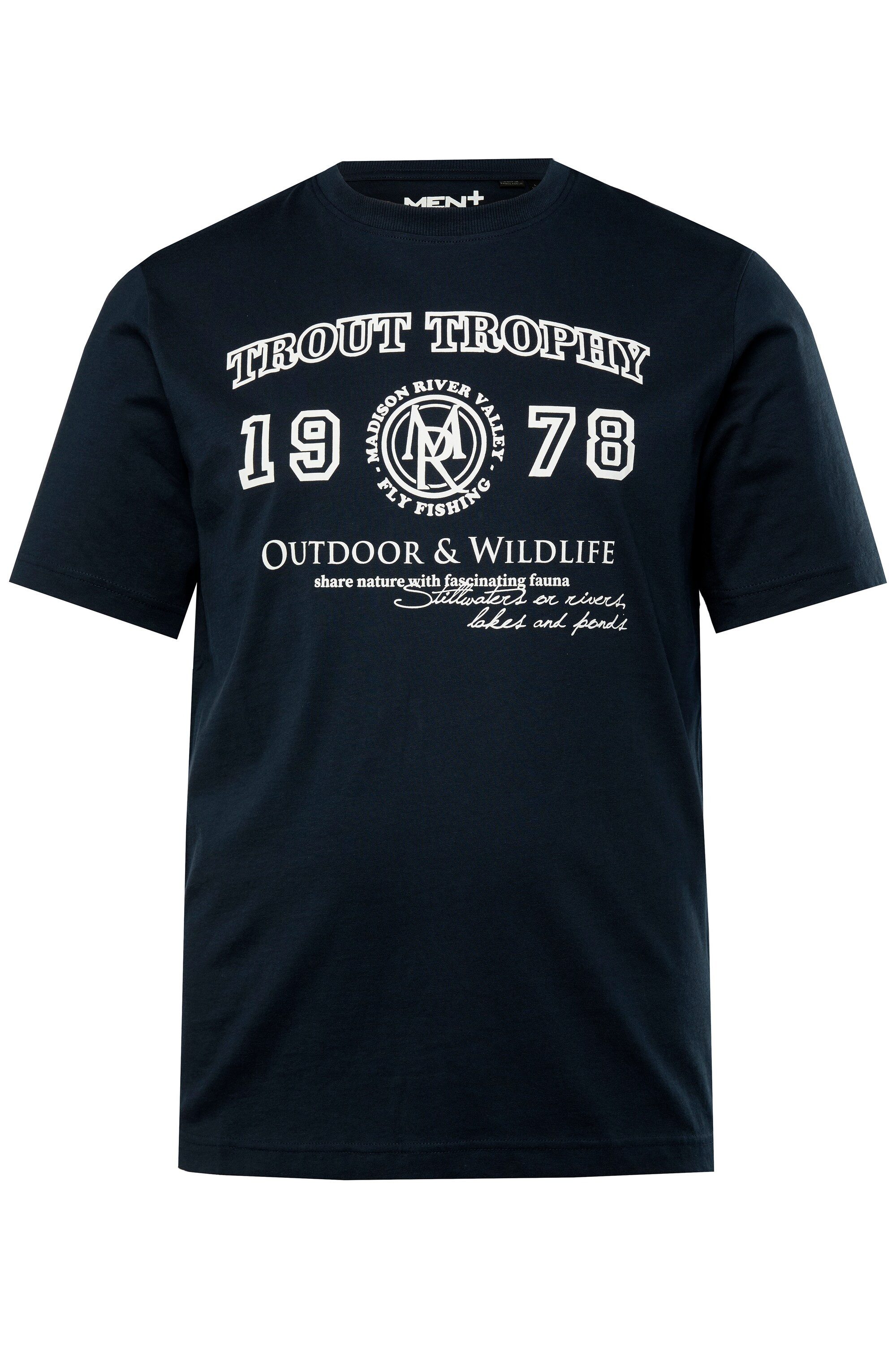 Men Plus T-Shirt Men+ T-Shirt Halbarm Brustprint bis 8 XL günstig online kaufen