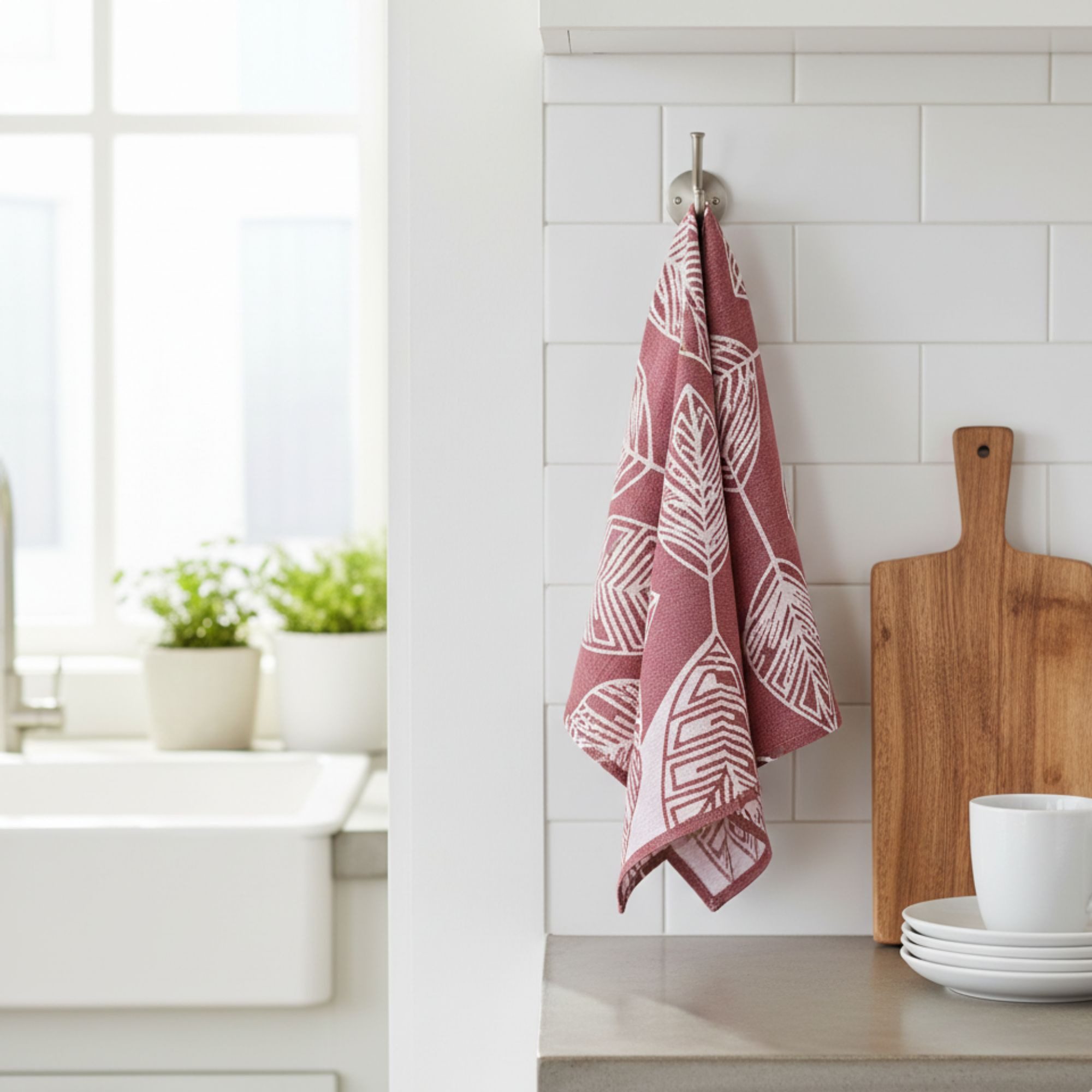 ALARA HOME Geschirrtuch Geschirrtuch Geschirrtücher 100% Baumwolle Trockentuch Küchentücher, (3er Set, Größe 50x70 cm), Rot
