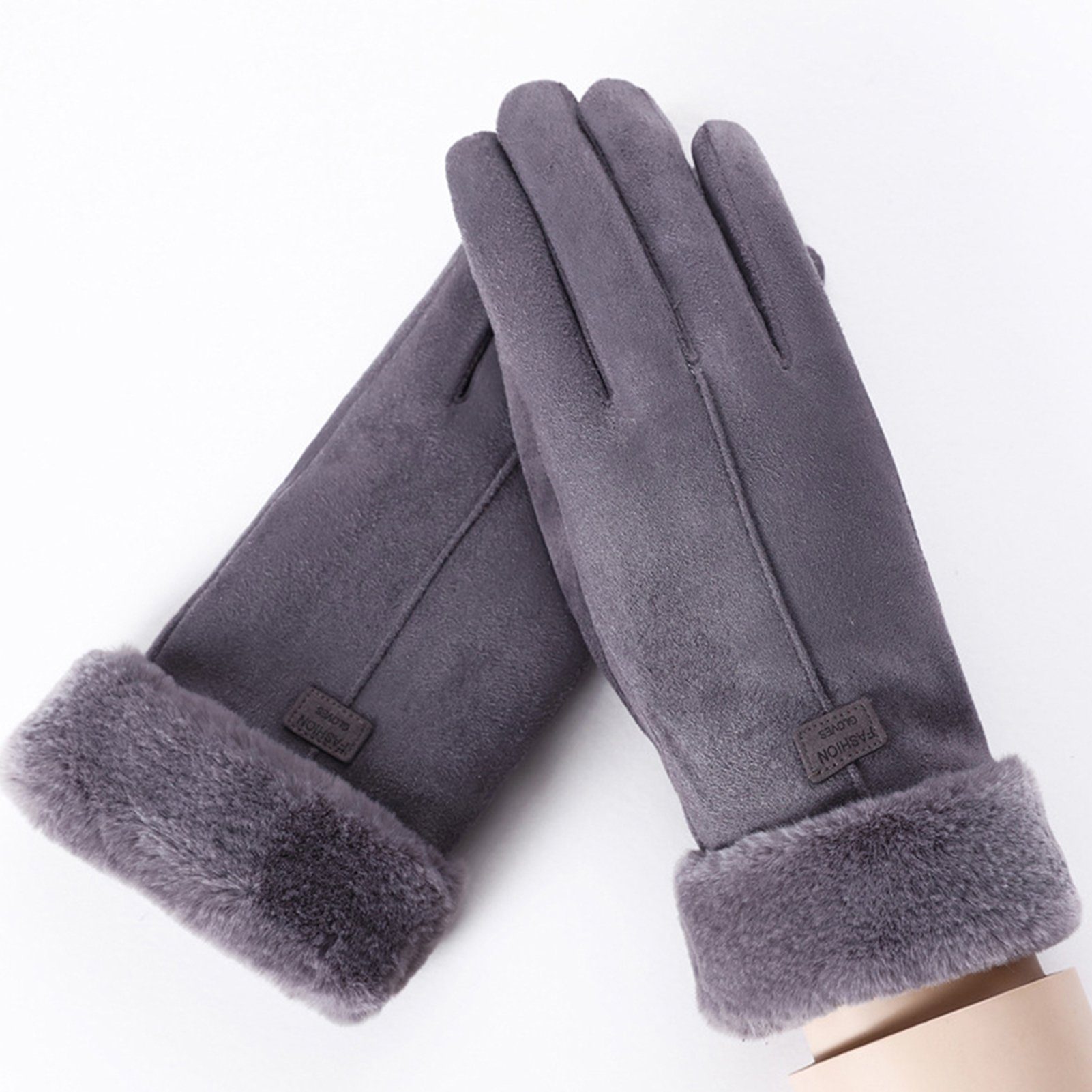 Blusmart Fleecehandschuhe Handschuhe Damen Winter Warm Verdickung Touchscreen Handschuhe Reiten grey