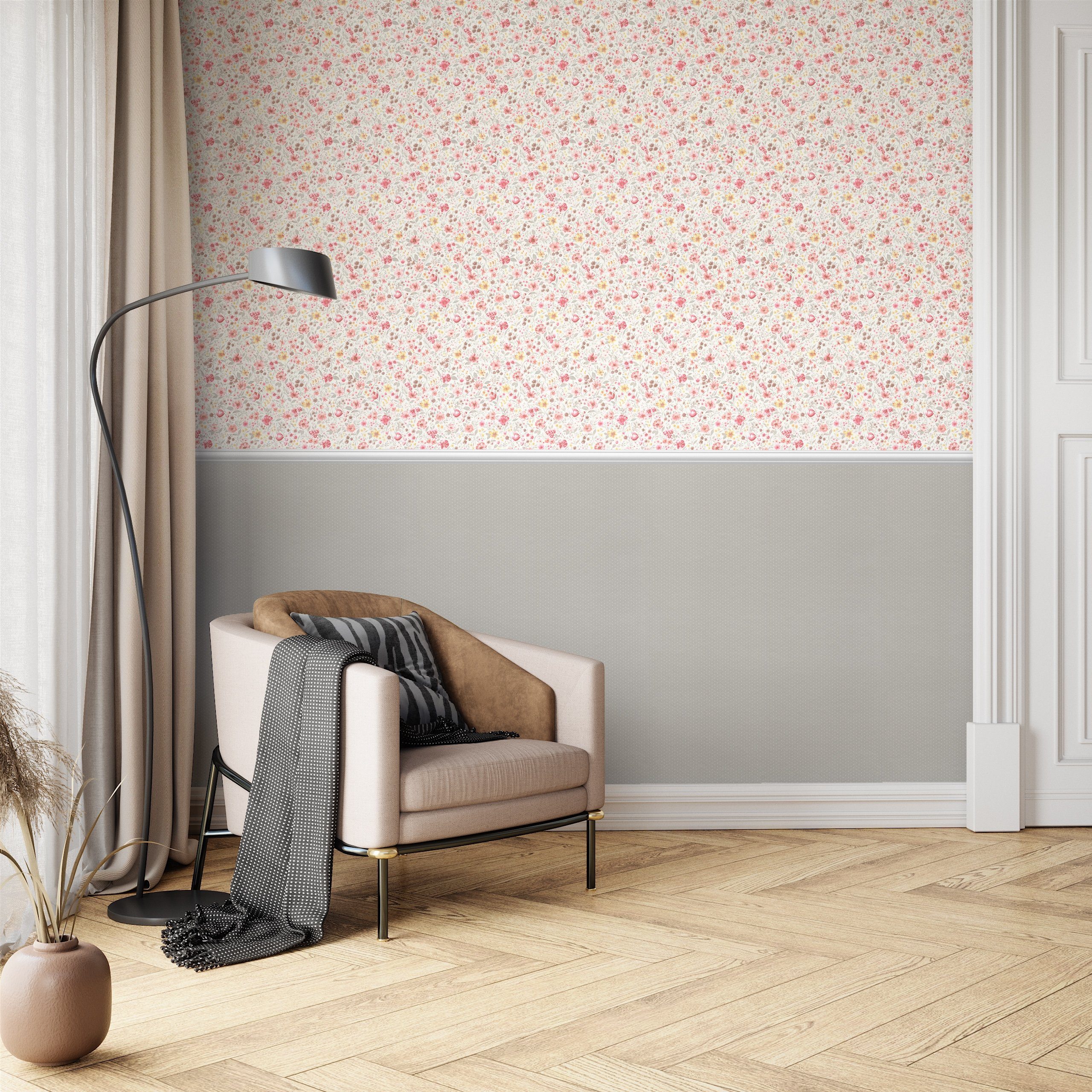 Newroom Vliestapete Frieda Punkte Grau Tapete Punktetapete Punkte,Pünktchen,Polkadot, Grau Tapete Landhaus Punkte - Punktetapete Weiß Romantisch Modern Pünktchen Polkadot für Wohnzimmer Schlafzimmer Büro, modern
