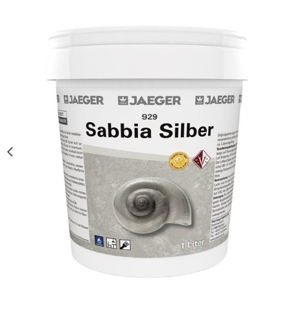 Jaegerlacke Wandfarbe Sabbia 929 Metallic-Effekt-Wandfarbe mit feiner Sand-­Struktur, Brillante Metallic-Oberfläche in GOLD, SILBER oder KUPFER