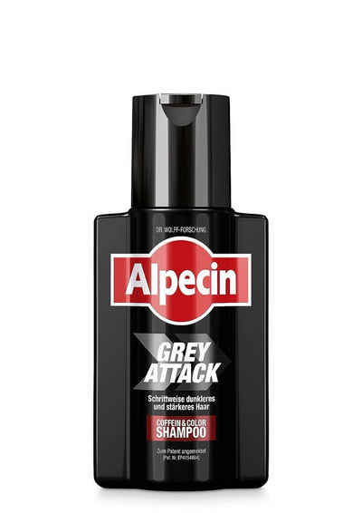 Alpecin Haarshampoo Grey Attack Coffein & Color Shampoo, 2 x 200ml, Schrittweise dunkleres und stärkeres Haar, Kontrolliertes und natürliches Farbergebnis, Gegen Haarausfall