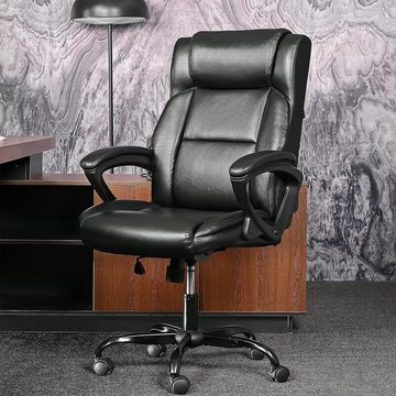 BASETBL Bürostuhl, Ergonomisch Leder Chefsessel mit gepolsterter Armlehne und weiche