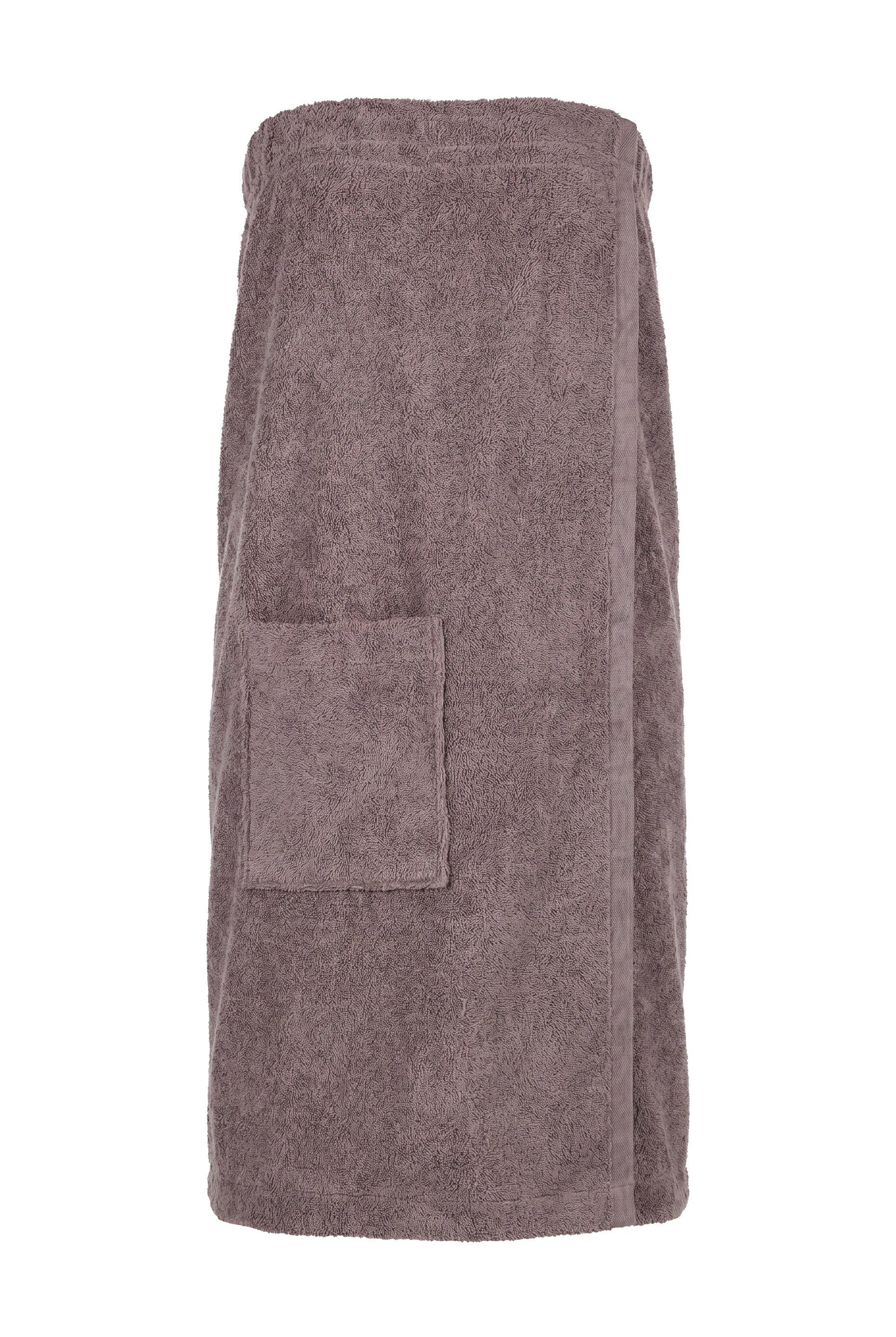 Ulla Popken Bademantel Sauna-Sarong Klettriegel Tasche Frottee, Midi, Materialmix – Bild 2 von 4