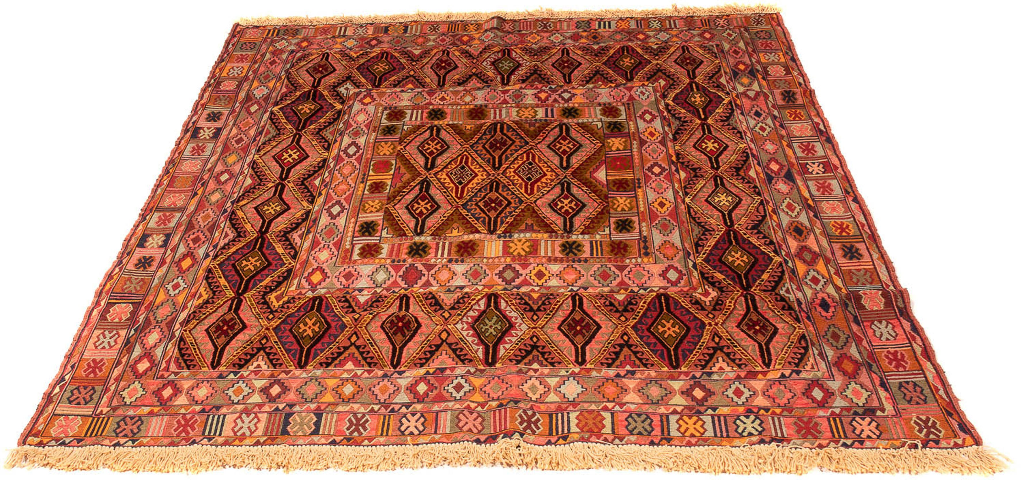 Wollteppich Kelim - Oriental - 175 x 147 cm - mehrfarbig, morgenland, rechteckig, Höhe: 4 mm, Wohnzimmer, Einzelstück