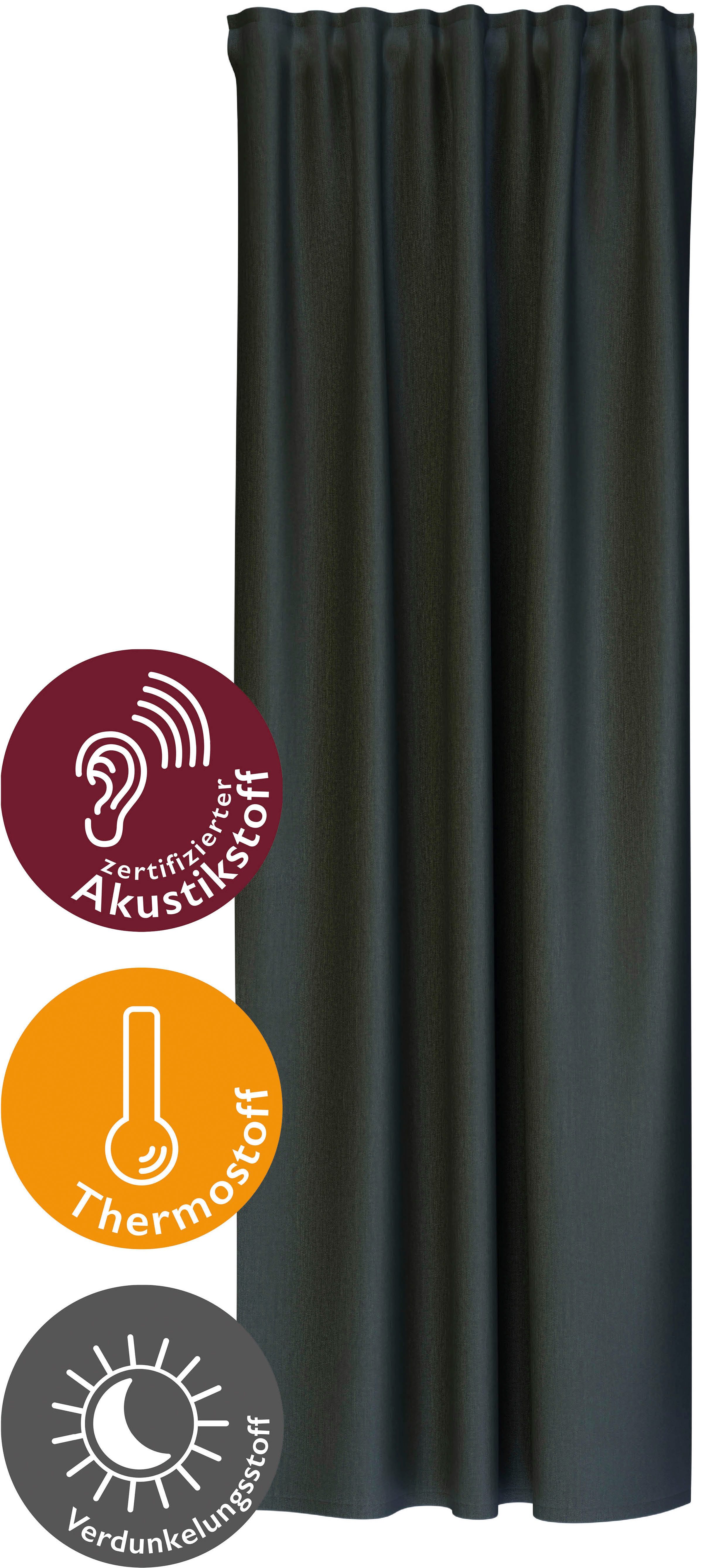 HOMING Vorhang Galdin (1 St), Multifunktionsband, verdunkelnd, Verdunklungsvorhang, blickdicht, Thermo, Energiesparend