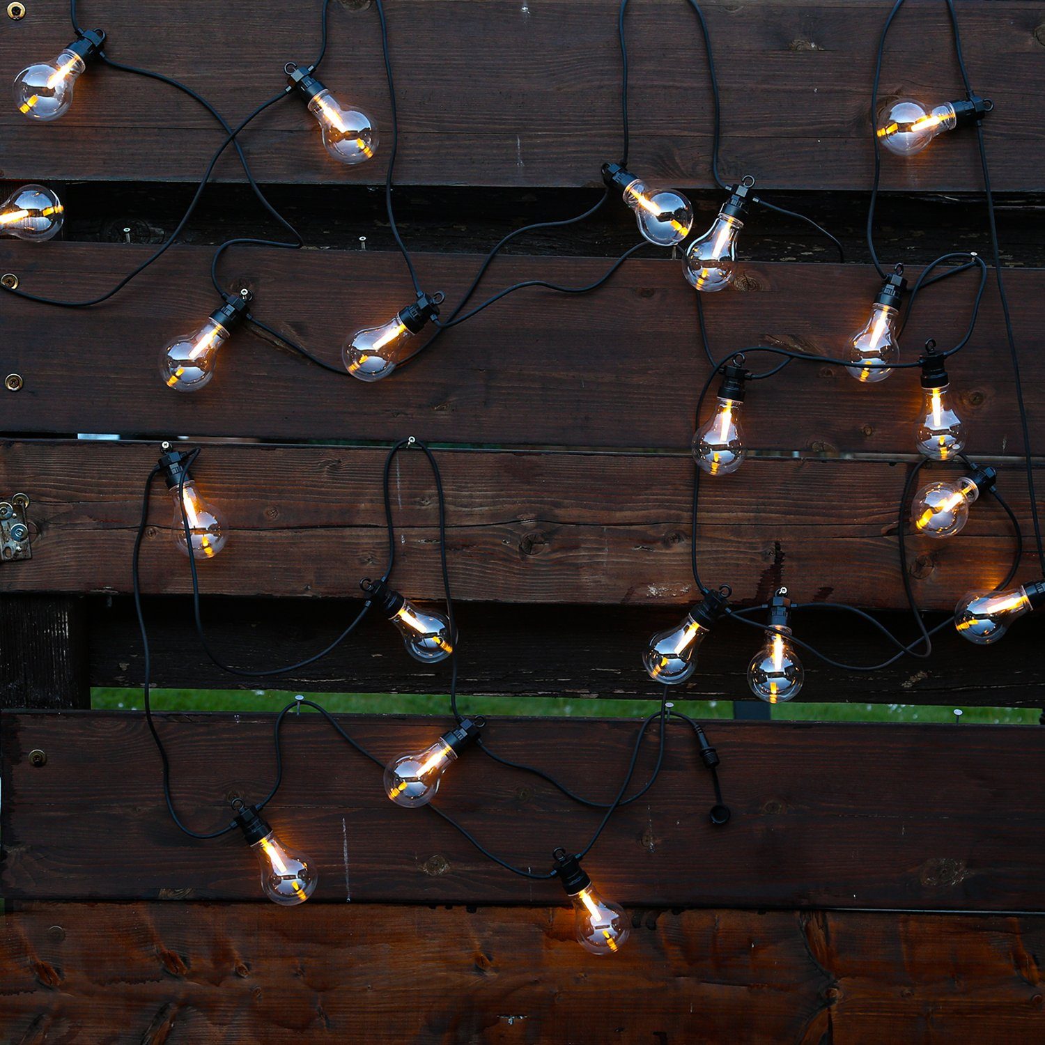 MARELIDA LED-Lichterkette LED Party Garten Lichterkette 20 Filament LED  koppelbar bis 100 LED Trafo 9,5m, 20-flammig