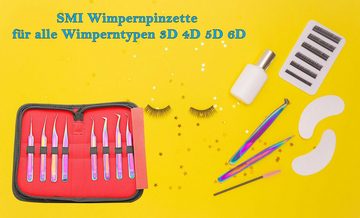 SMI Präzisionspinzette 8-tlg Wimpernpinzette Wimpernverlängerung Wimpern Pinzette mit Etui, gebogen und gerade