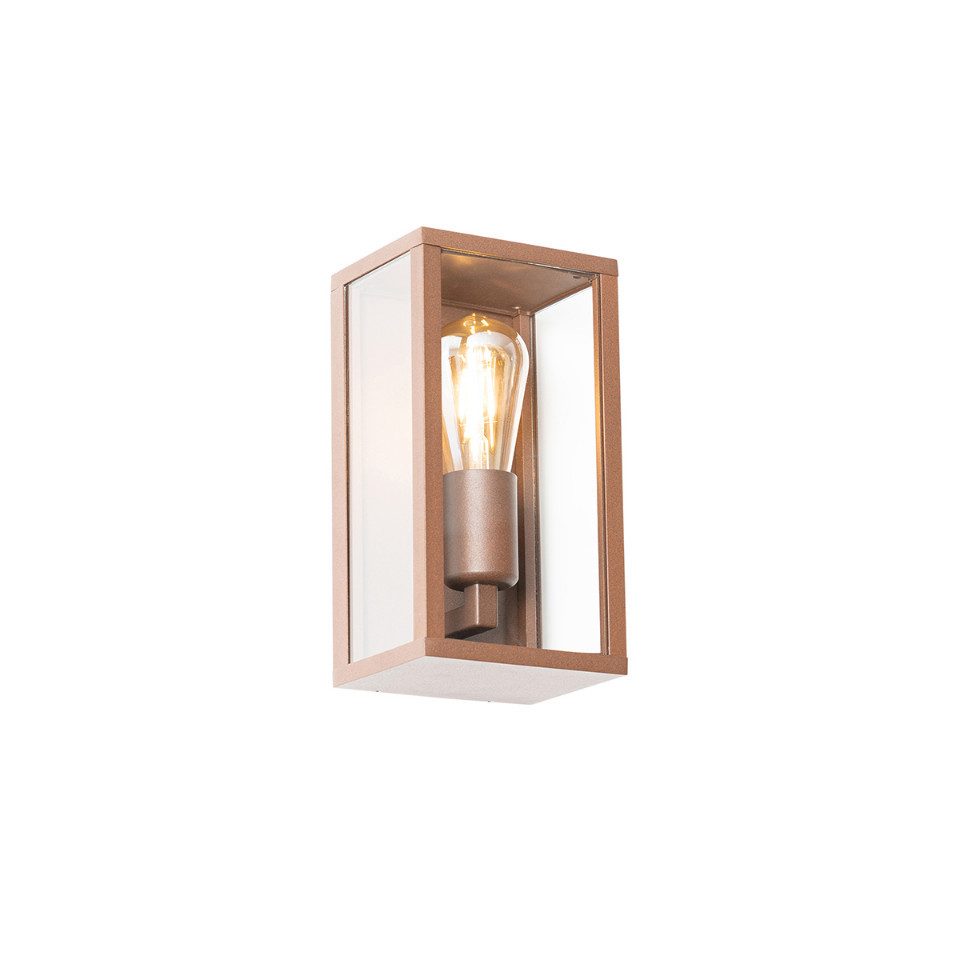 Qazqa Außen-Wandleuchte Charlois, Dimmbar, LED wechselbar, Extra-Warmweiß, QAZQA Außen Wand­leuchte, e27, Rostbraun, Aluminium, Industrie
