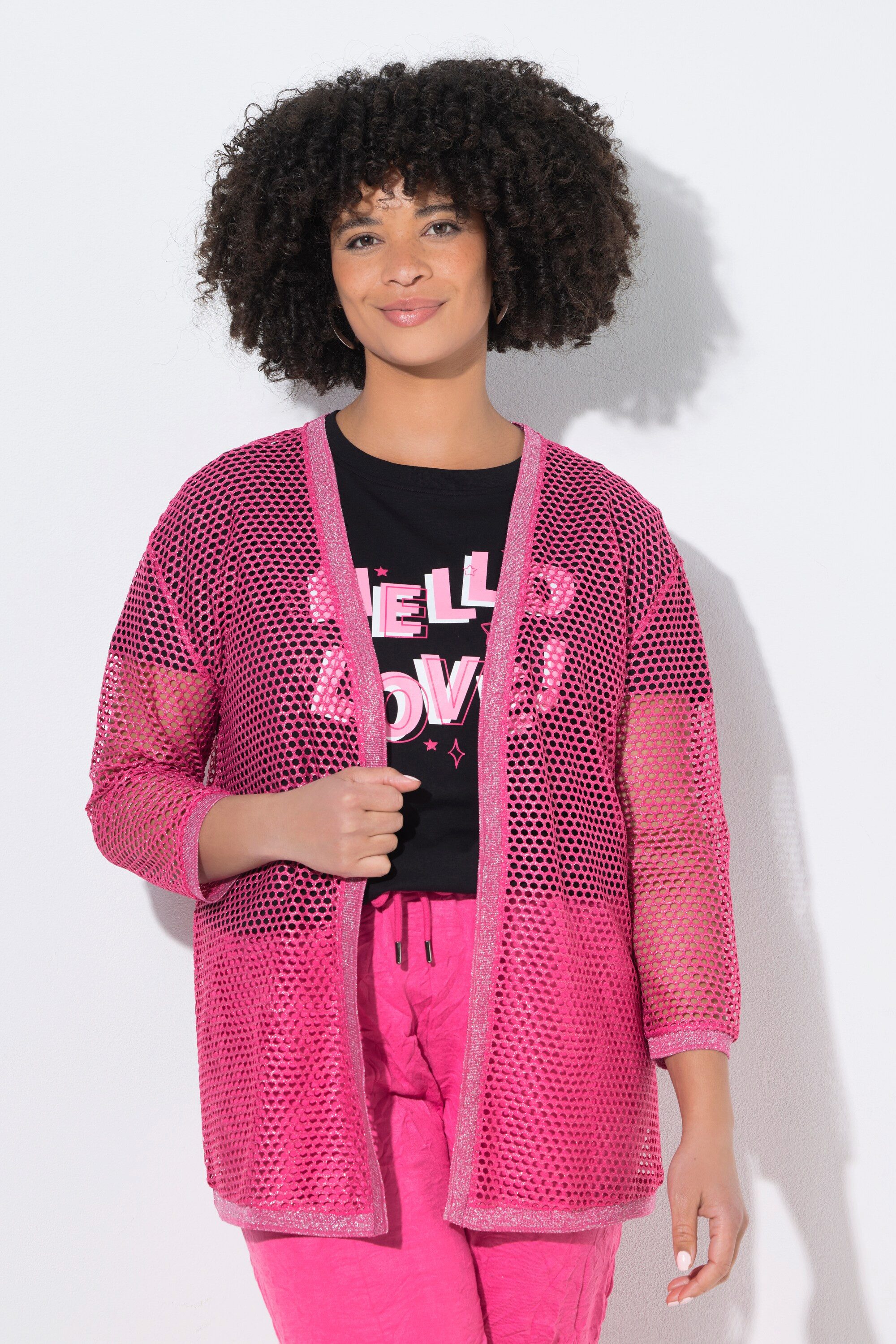 Angel of Style Strickjacke Lochstrick-Jacke Relaxed Fit offene Jacke