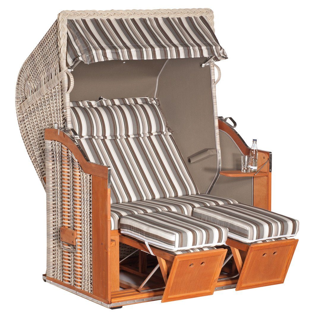 Strandkorb Classic Strandkorb Halbliegemodell 2-Sitzer Antik Weiß