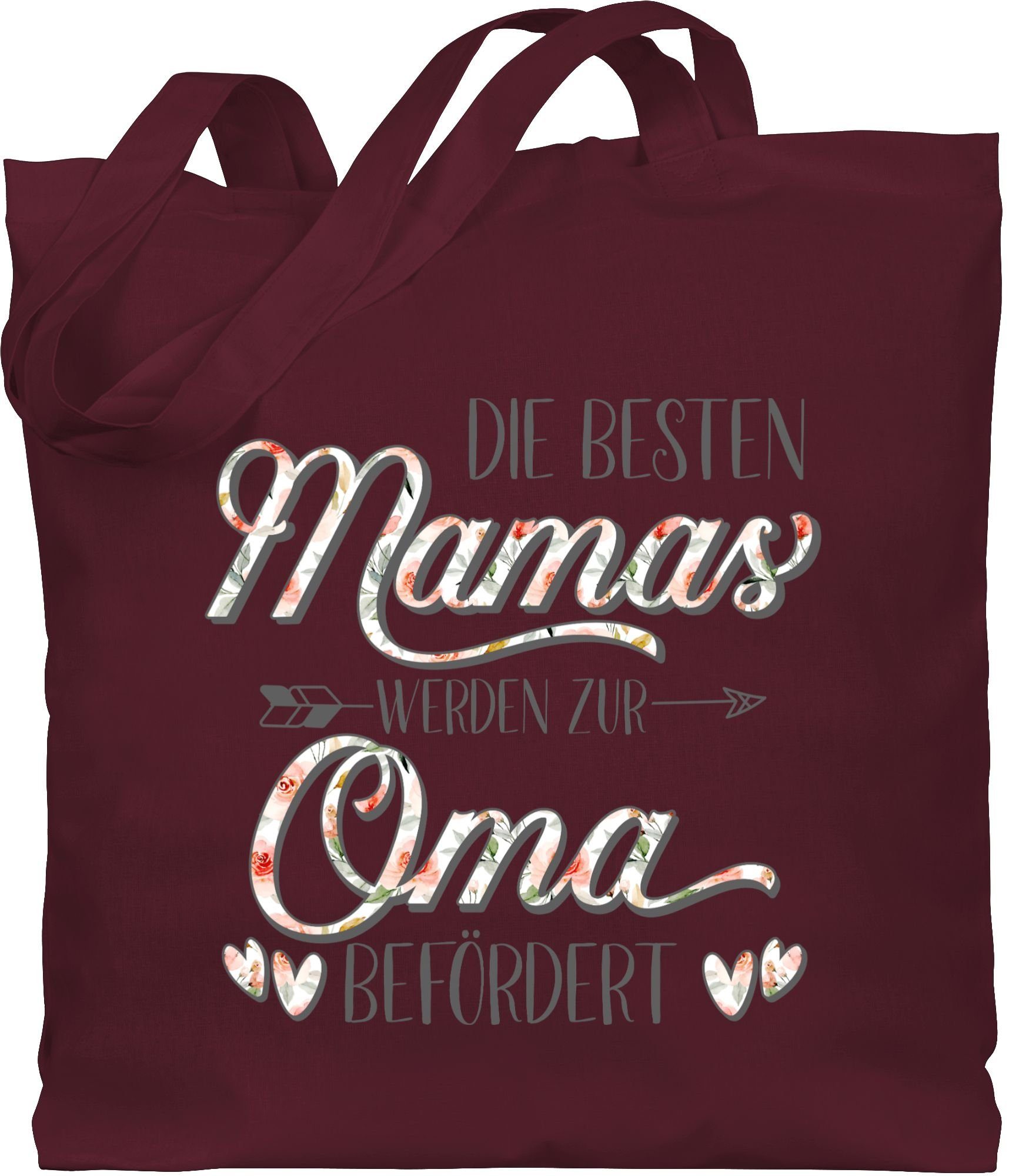 Shirtracer Umhängetasche Die besten Mamas werden zur Oma befördert, Oma Geschenk 3 Bordeauxrot | Canvas-Taschen