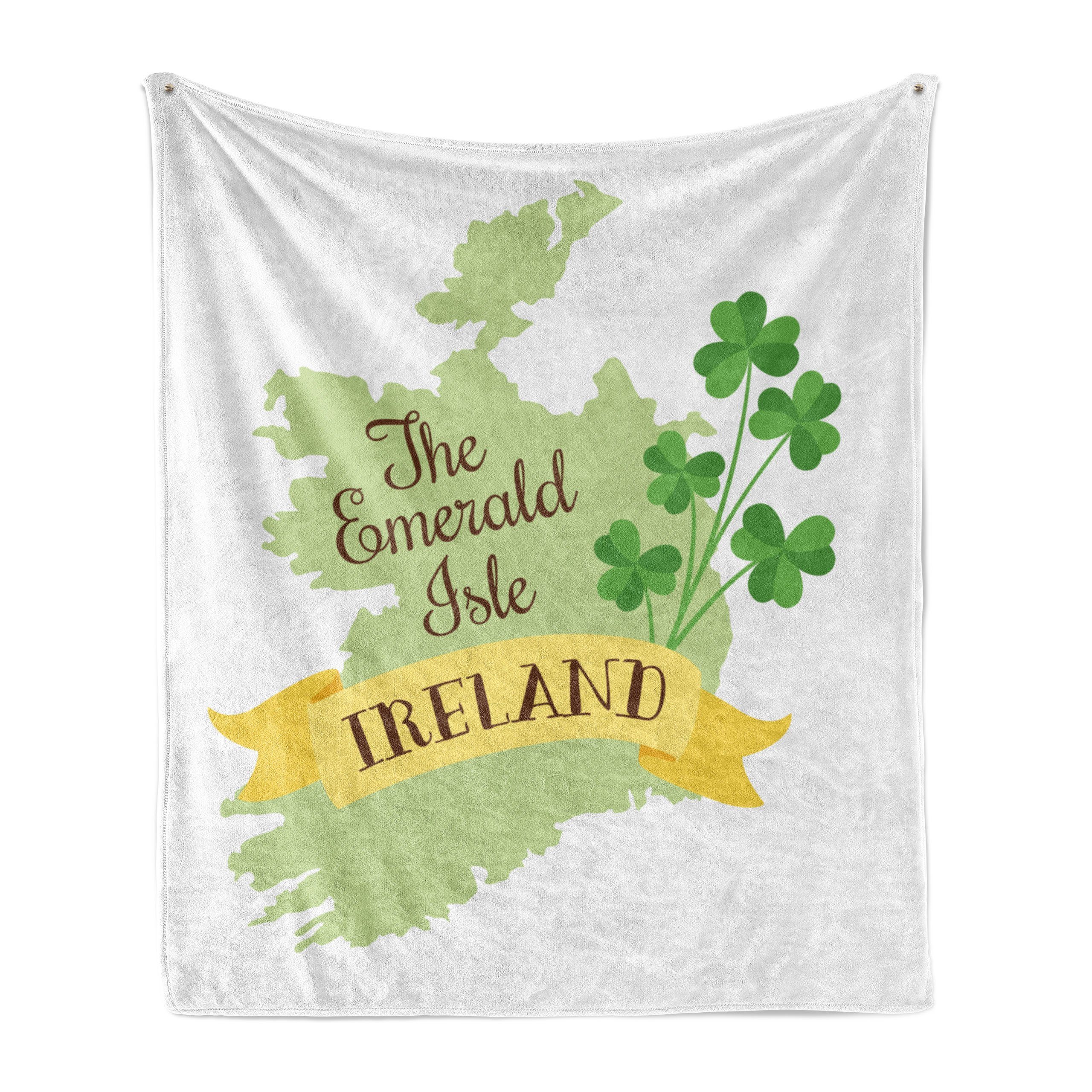 Wohndecke Gemütlicher Plüsch für den Innen- und Außenbereich, Abakuhaus, Irland Karte Die Emerald Isle Leaves