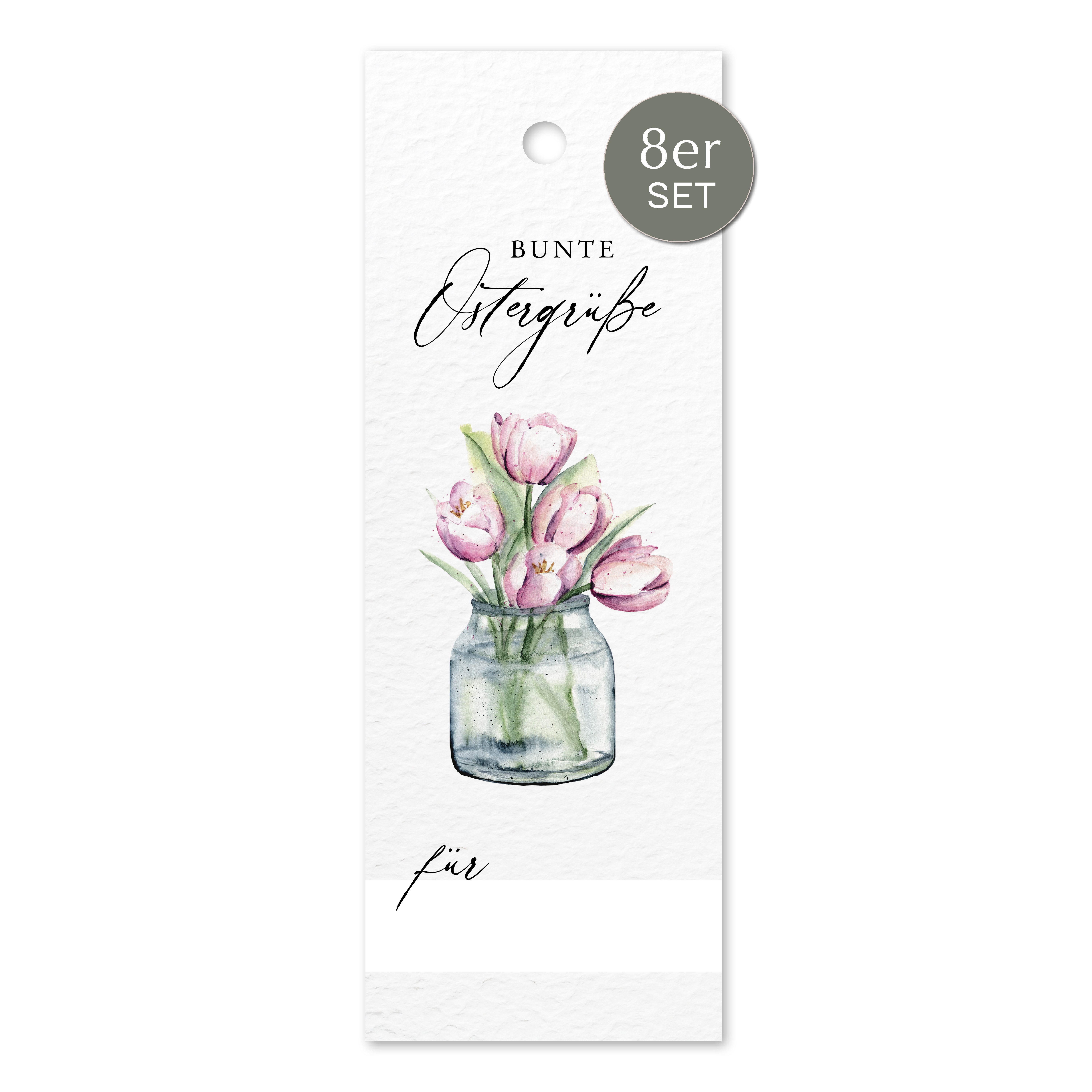 NORDEULE Grußkarten Geschenkanhänger Ostern mit Namenszeile, mit verschiedenen stilvollen Aquarellmotiven