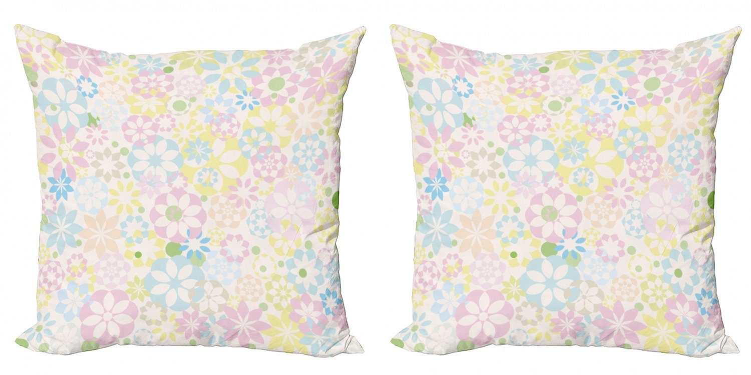 (2 Accent Frühling Abakuhaus Stück), Modern Blumen Blühende Kissenbezüge Digitaldruck, Doppelseitiger Pastell