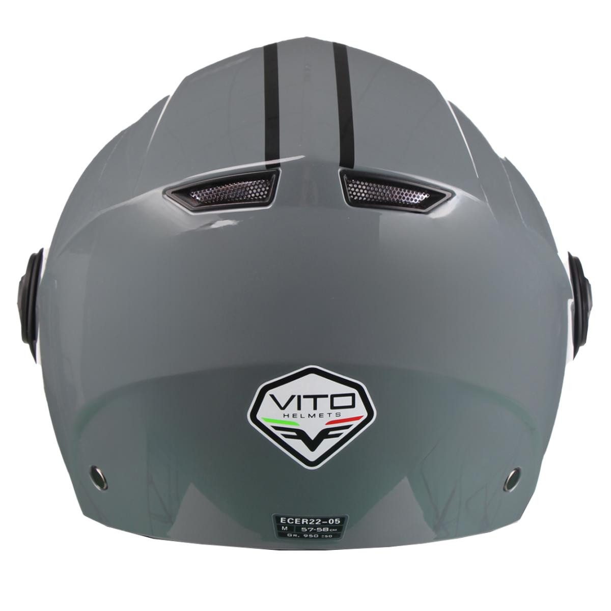 Vito Helmets Motorradhelm VITO MODA, Jethelm, Pilothelm, Rollerhelm, viele Farben, kurzes Visier