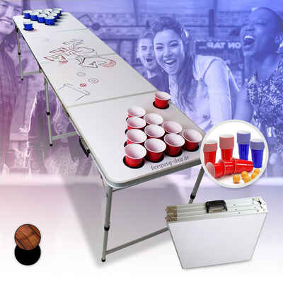 BeerCup Spieltisch »Backspin Beer Pong Tisch Set White DIY Tragegriffe Ballhalter 6 Bälle«