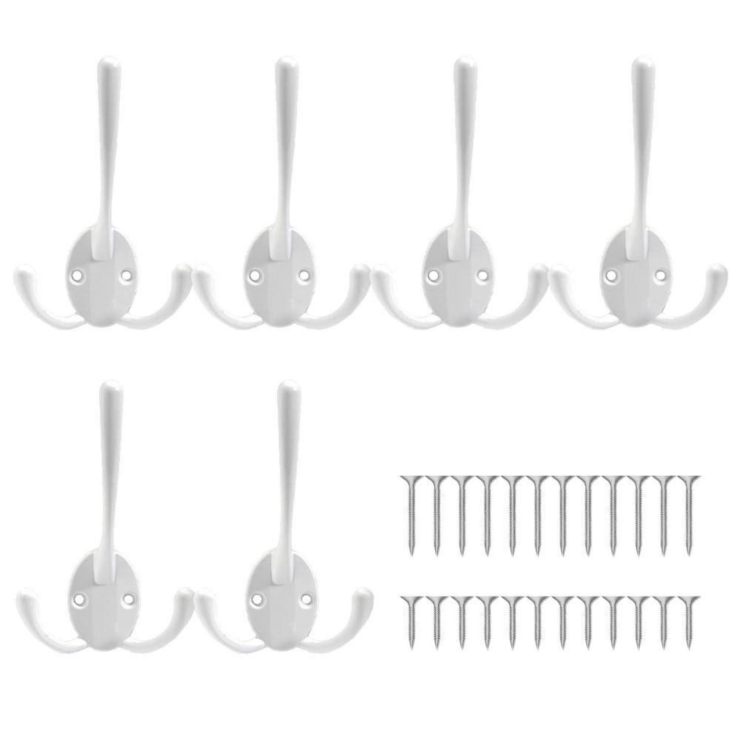 LuxusKollektion Kleiderhaken Kleiderhaken 6er Set Weiß Zinklegierung Dreifach, (6-St)