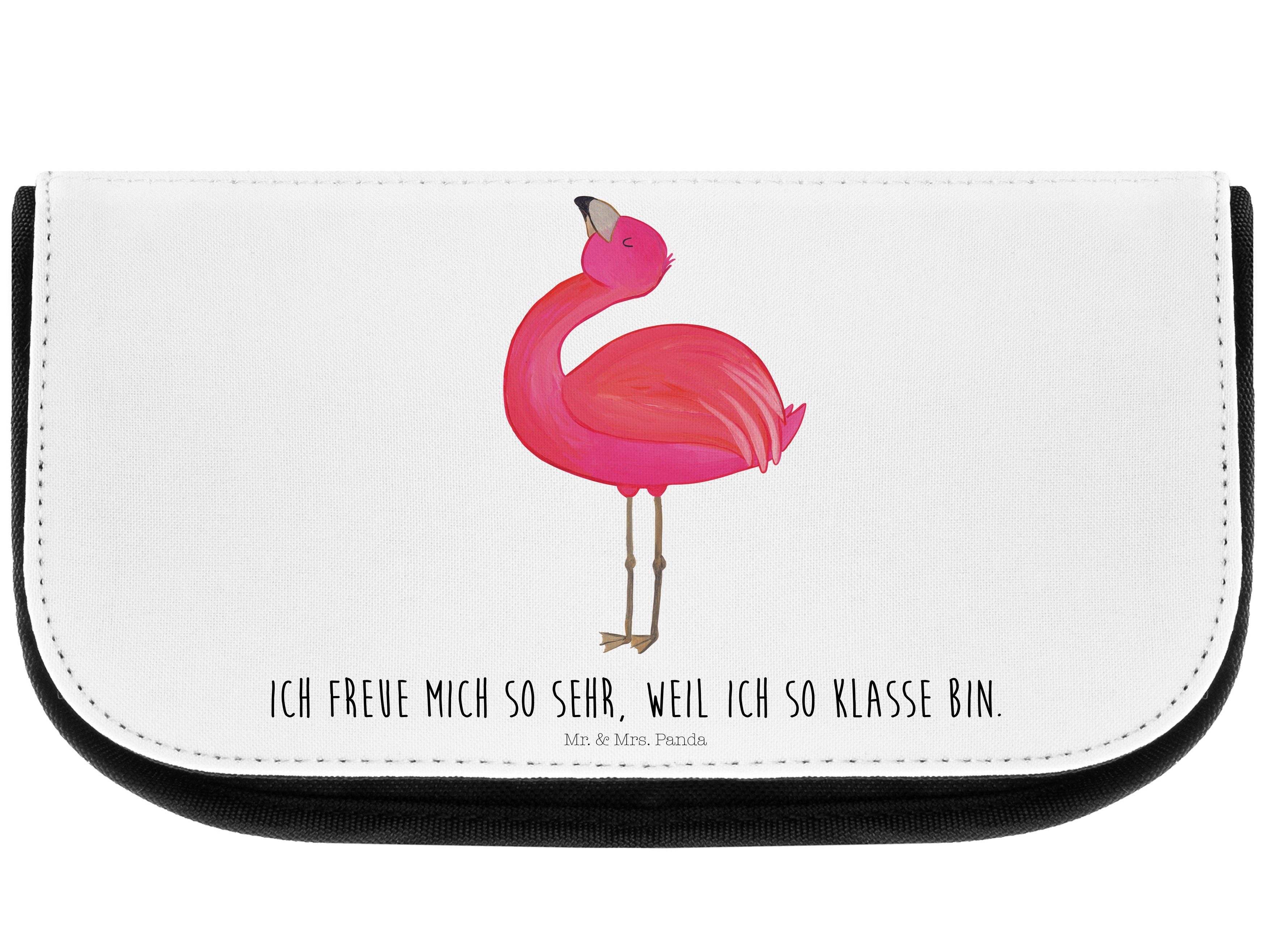 Mr. & Mrs. Panda Kosmetiktasche Flamingo stolz - Weiß - Geschenk, Schminktasche, Kosmetikbeutel, best (1-tlg)