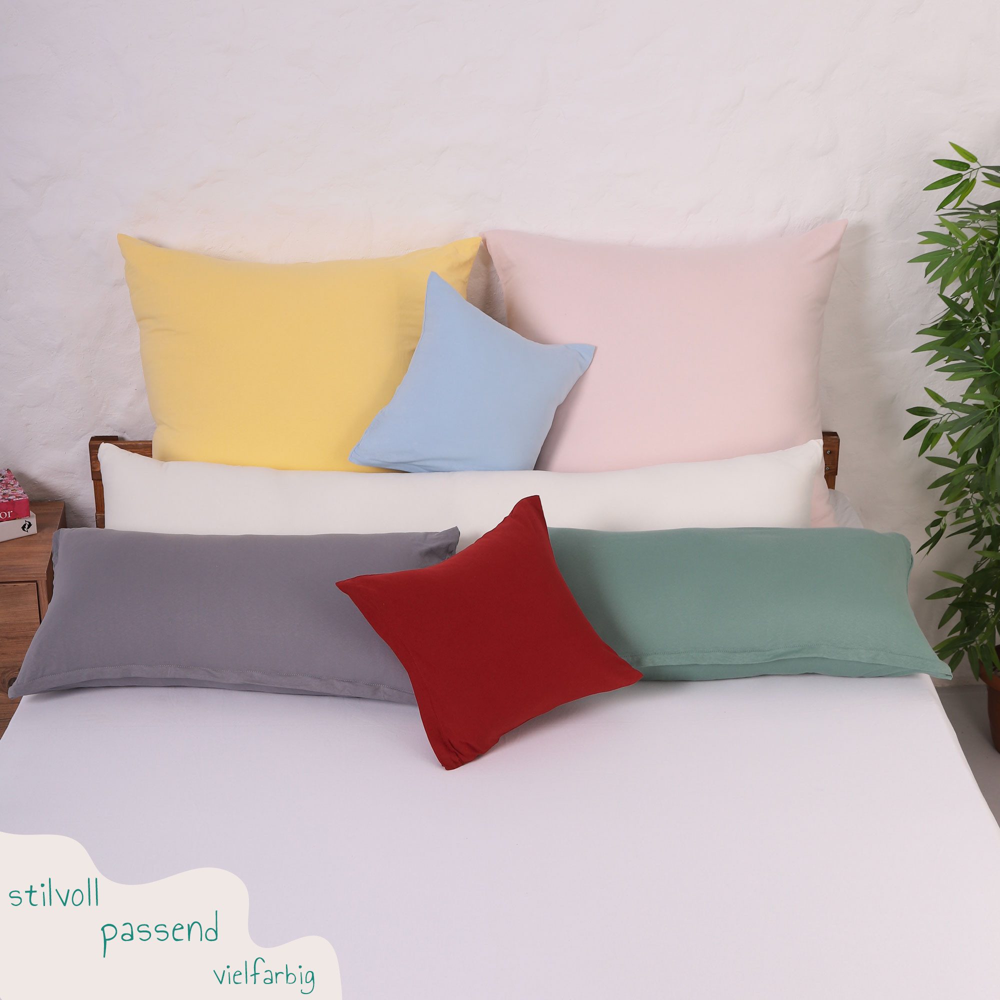 livessa Kissenbezug 2er Set Kissenbezug - Verdeckter Reißverschluss - Kopfkissenbezug, %100 Baumwolle Jersey Stoff 140 g/m², Ultra Weich und Atmungsaktiv