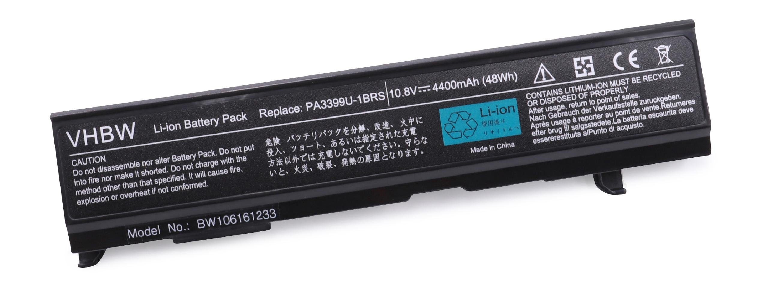 Japans größtes vhbw Laptop-Akku Ersatz für (4400mAh, Toshiba Li-Ion) 10,8V, Netbook mAh Notebook PA3400U-1BRS, Originalteilebezeichnung PA3478U-1BAS für 4400 Baugleiche / PA3478U-1BRS