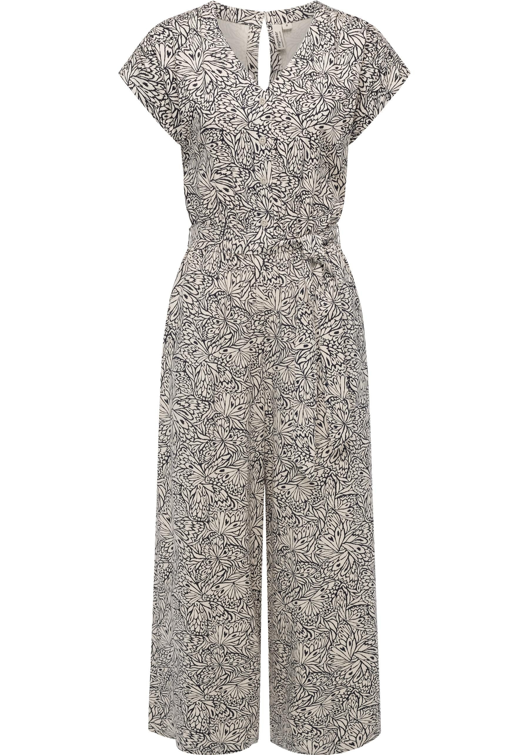 Ragwear Jumpsuit Glina Print Langer Damen Overall mit Bindegürtel an der Ta günstig online kaufen
