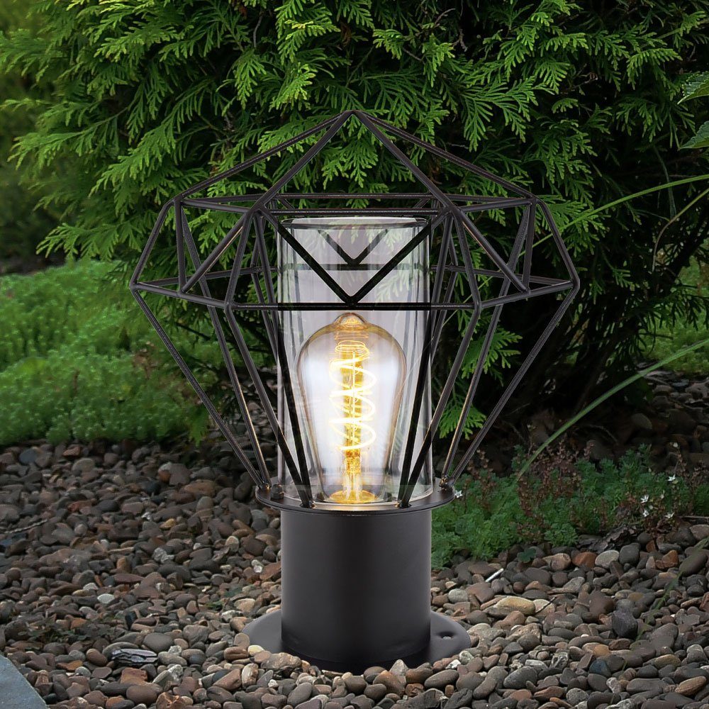 Globo Sockelleuchten, Leuchtmittel nicht inklusive, Außenstehlampe Sockellampe Gartenlampe Gitter Terrassenlampe H 31,5 cm
