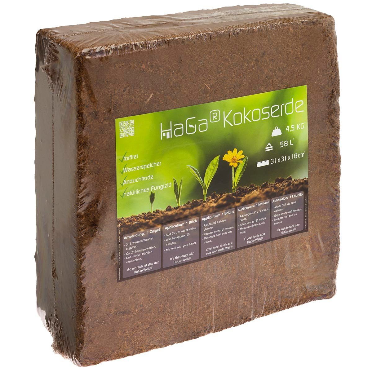 HaGa Bio-Erde Kokoserde 58 Liter Humuserde Blumenerde Naturprodukt, (1-St)