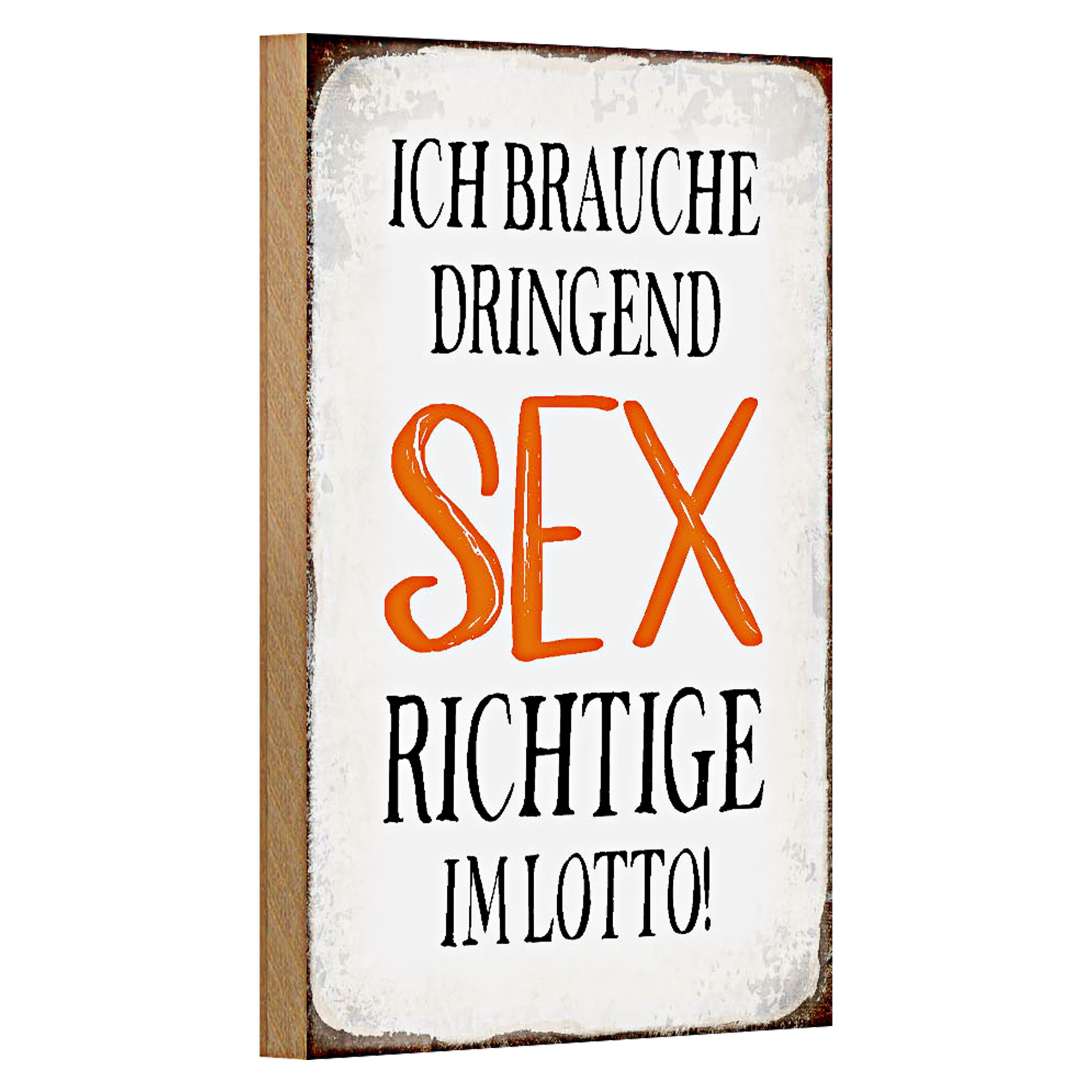 Roomando Holzbild Spruch 12x18cm ich brauche dringend Sex