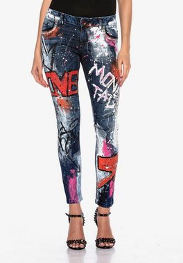 Cipo & Baxx Slim-fit-Jeans mit extravagantem Graffiti-Design