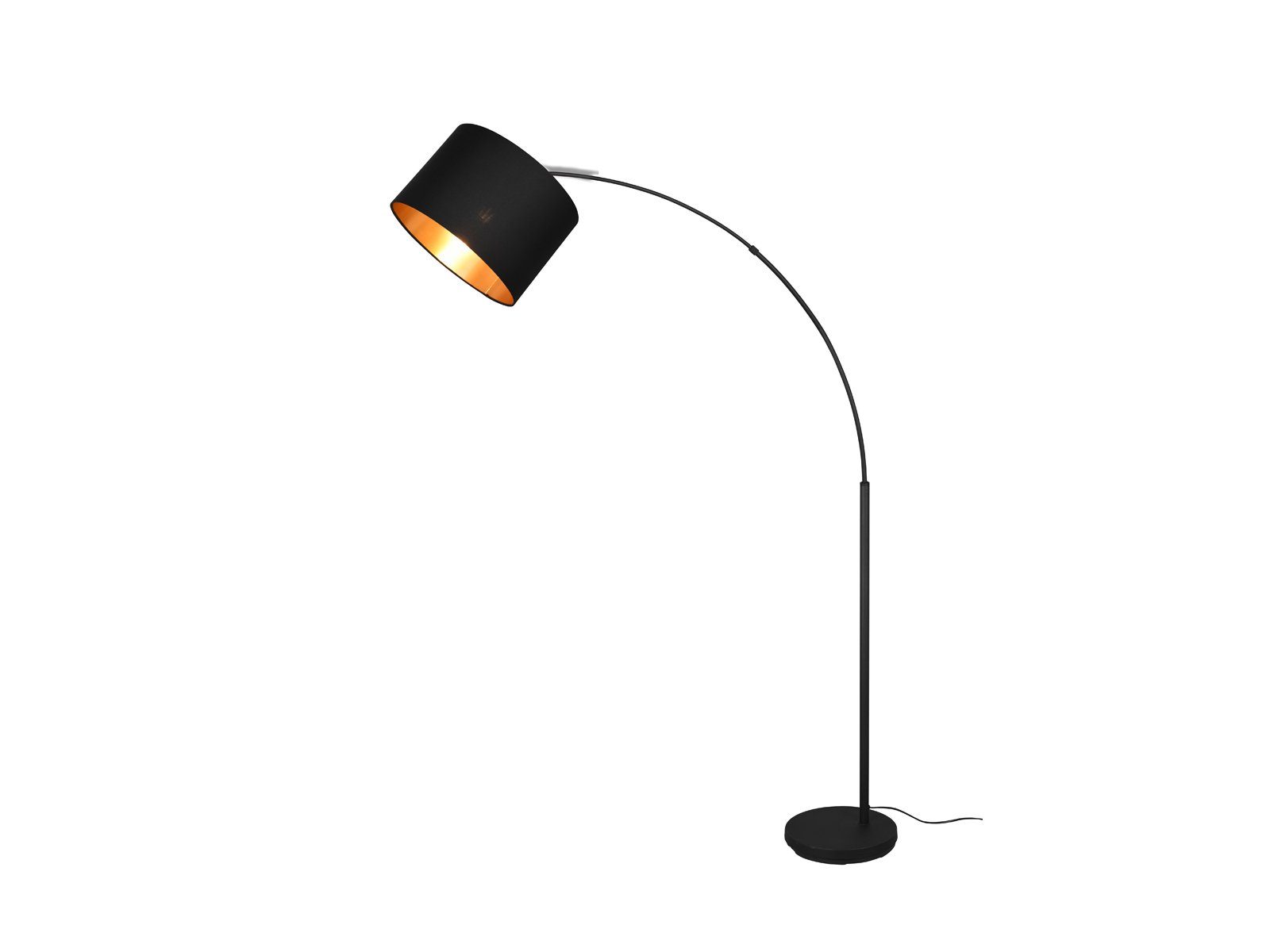 für Warmweiß, dimmbar Schwarz LED Dimmfunktion, Bogenlampe, Stehlampe ge-bogen wechselbar, 171cm meineWunschleuchte LED Gold-en, Esstisch Höhe