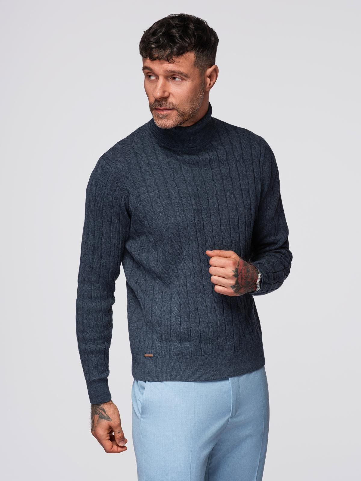 OMBRE Rollkragenpullover Herren-Rollkragenpullover mit Zopfmuster