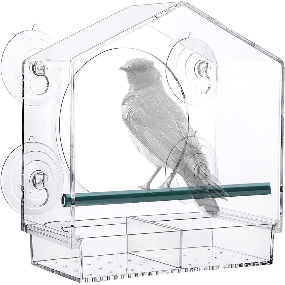 Houhence Vogelhaus Vogelfutterstation Transparent Fenster Vogelhäuschen für Wildvögel
