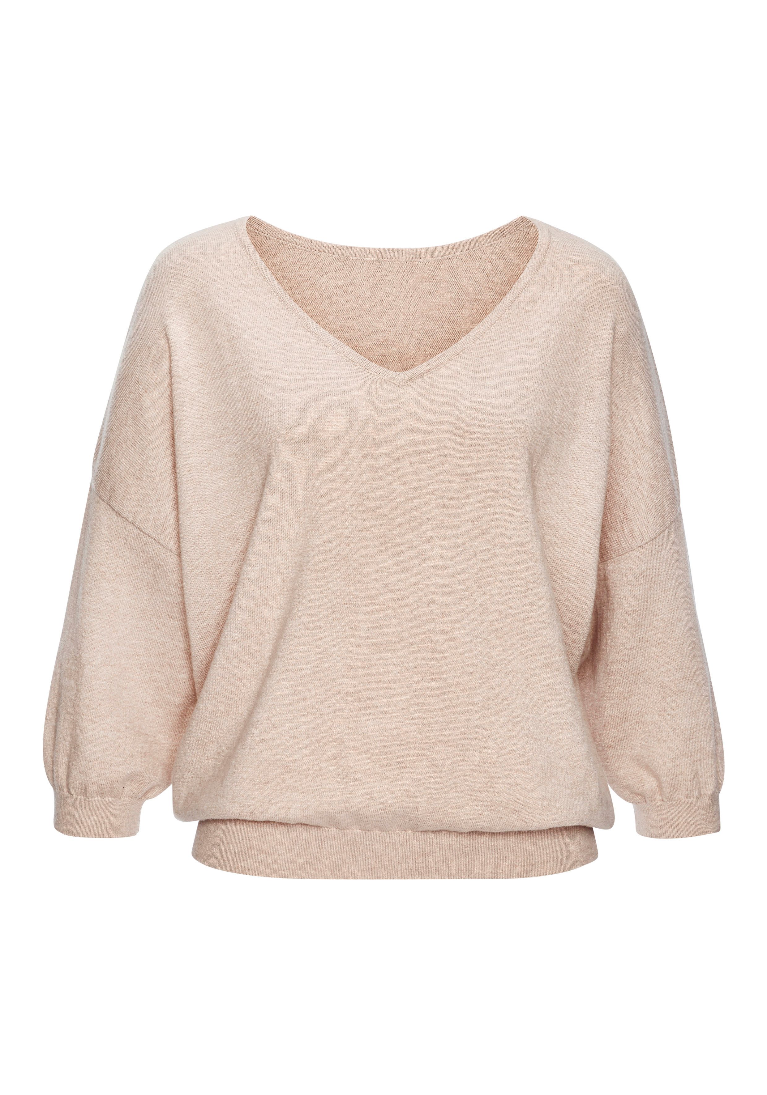 Vivance Fledermauspullover aus weicher Feinstrickqualität, mit V-Ausschnitt und lockerer Passform. € 39,99