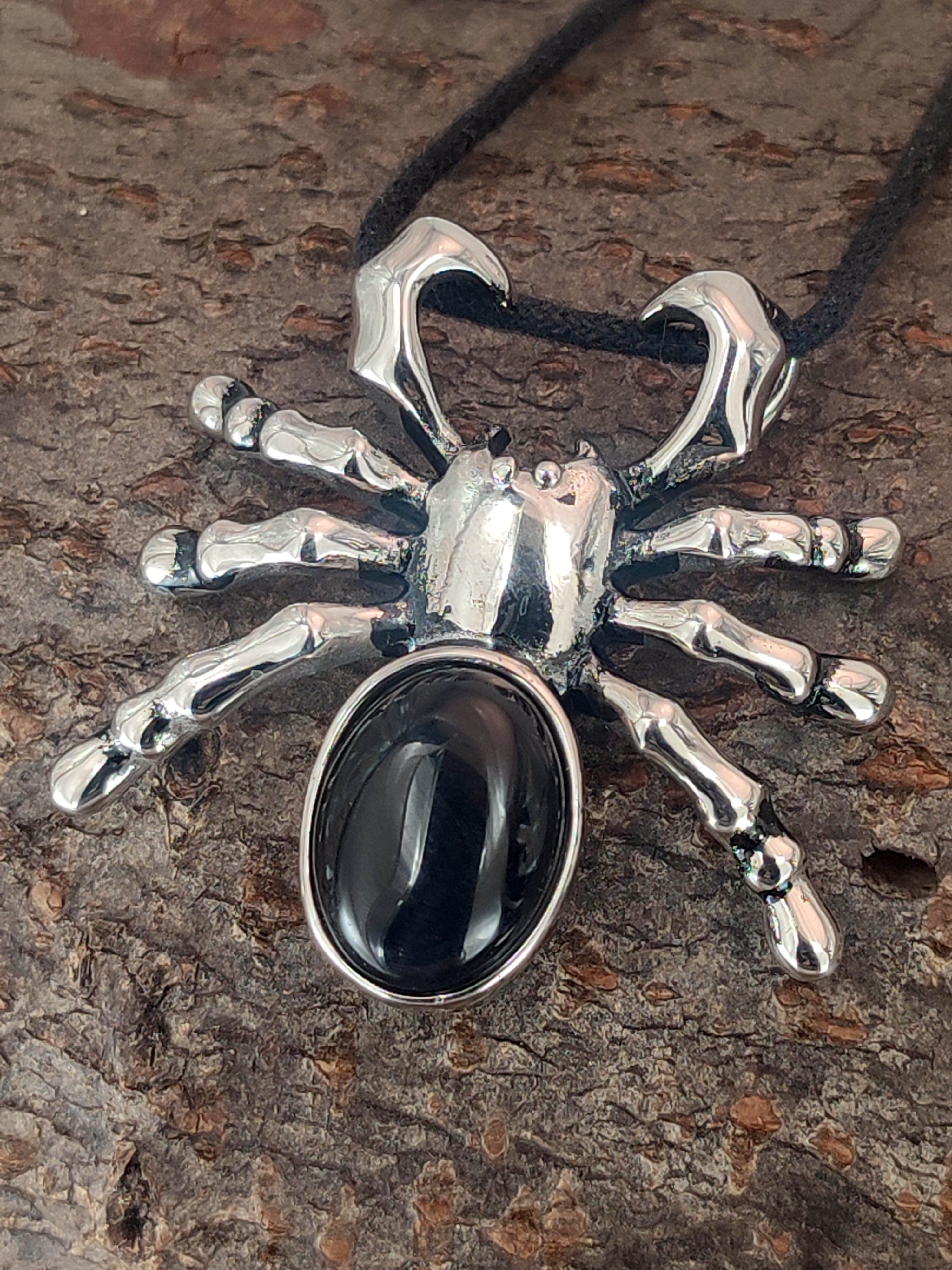 Spinne Spider aus of Kiss Anhänger Spinnen Leather Kettenanhänger massiver Edelstahl großer