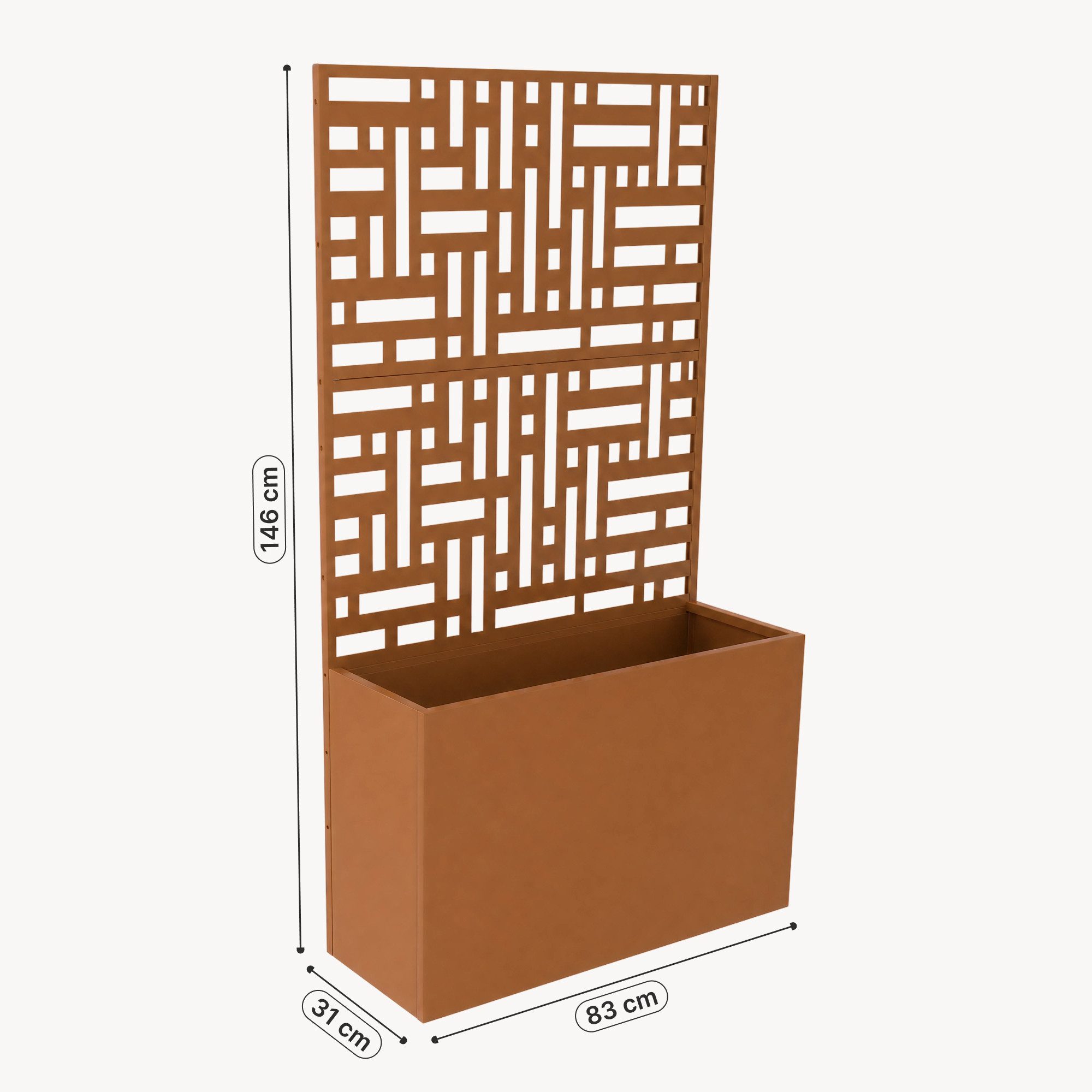 casa.pro Blumenkasten, mit Trennwand »Bernalda« mit Rollen Stahl 146x83x31 cm Braun