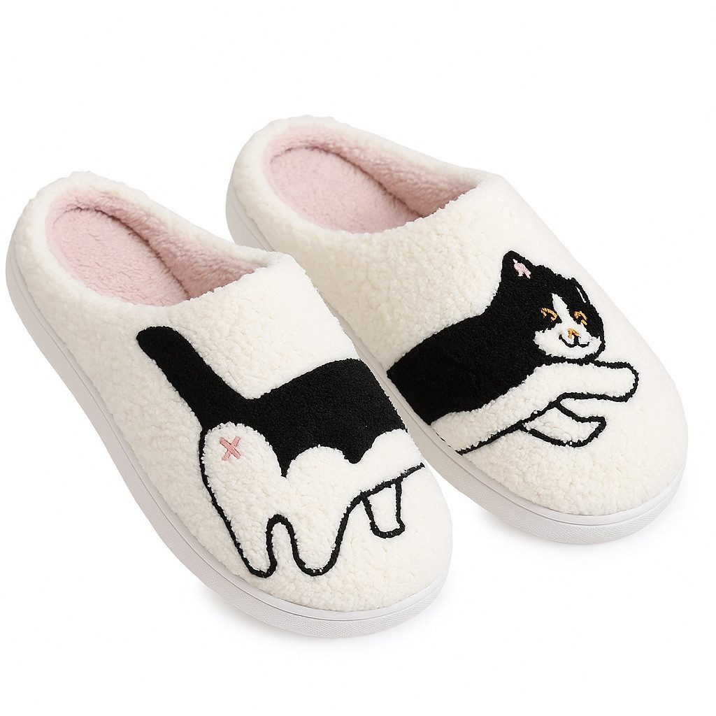 Corimori mit netten Motiven, Gr. 34-44, Antirutsch & bequem Plüsch Hausschuhe (Packung, Geschenk) Katzen Pantoffeln für Kinder und Erwachsene, EU Größe 34-35