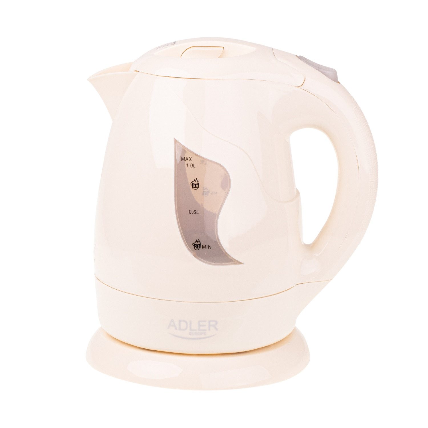 Adler Wasserkocher AD 08 Wasserkocher 850 W - 1 L, 360° drehbar, Beige, 1 l, 850 W