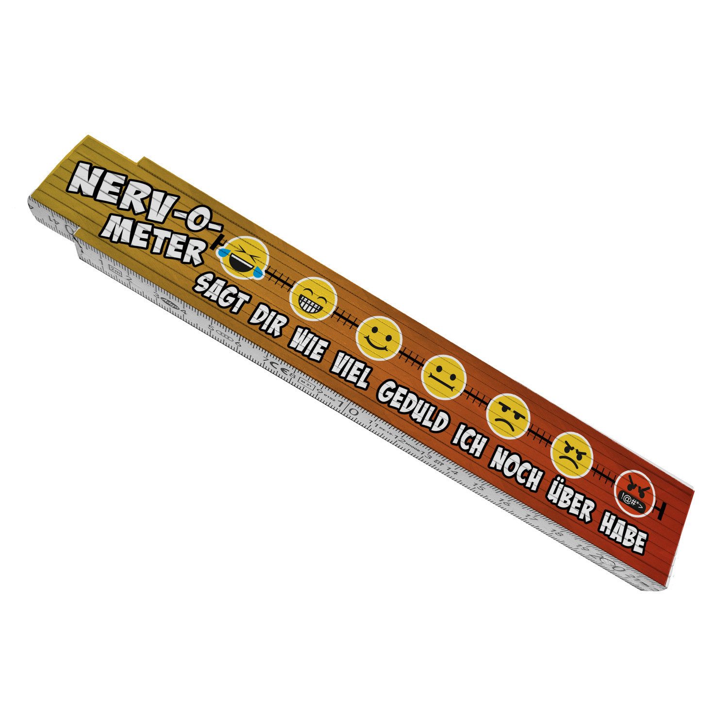 speecheese Zollstock Meterstab aus Holz mit Motiv und Spruch Nerv o Meter lustiger Skala