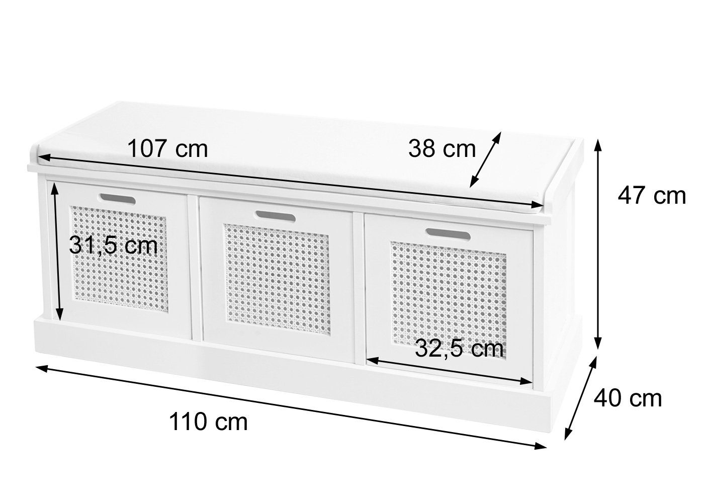 MCW Polsterbank MCW-J49-3 (4-St), Inkl. Sitzpolster, zwei Staufächern, Aufbewahrungsboxen herausnehmbar