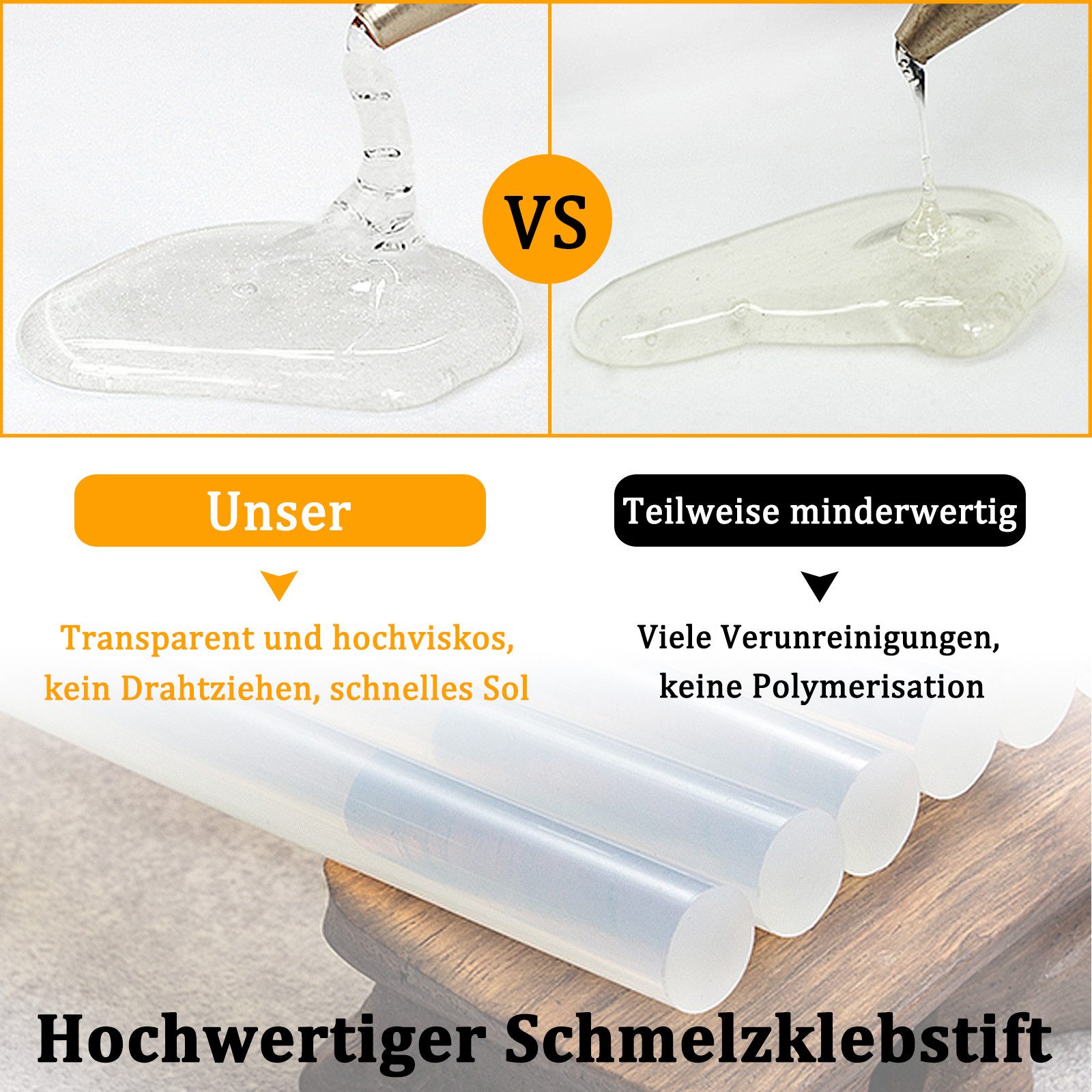 FIVMEN Heißklebepistole Heißklebestifte Heißklebesticks 11x200mm 100 Stück (ca. 2 Kilo), DIY Ersatzsticks Klebesticks – Bild 3 von 5