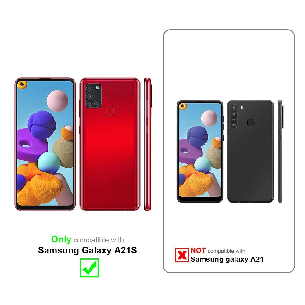 Cadorabo Handyhülle für Samsung Galaxy A21s Hülle Samsung Galaxy A21s, Hülle Schutzhülle mit Standfunktion, Magnetverschluss und Kartenfach