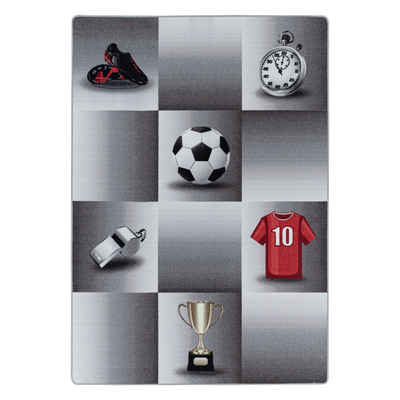 Teppich Fußball-Design, Teppium, Rechteckig, Höhe: 7 mm, Kinderteppich Fußball-Design Teppich Kinderzimmer Rutschfest Waschbar