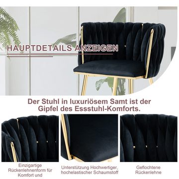 MODFU 4-Fußstuhl Esszimmerstuhl Küchenstuhl Stuhl (Akzent Lounge Stuhl mit Eisenmetallfüßen 2er-Set)